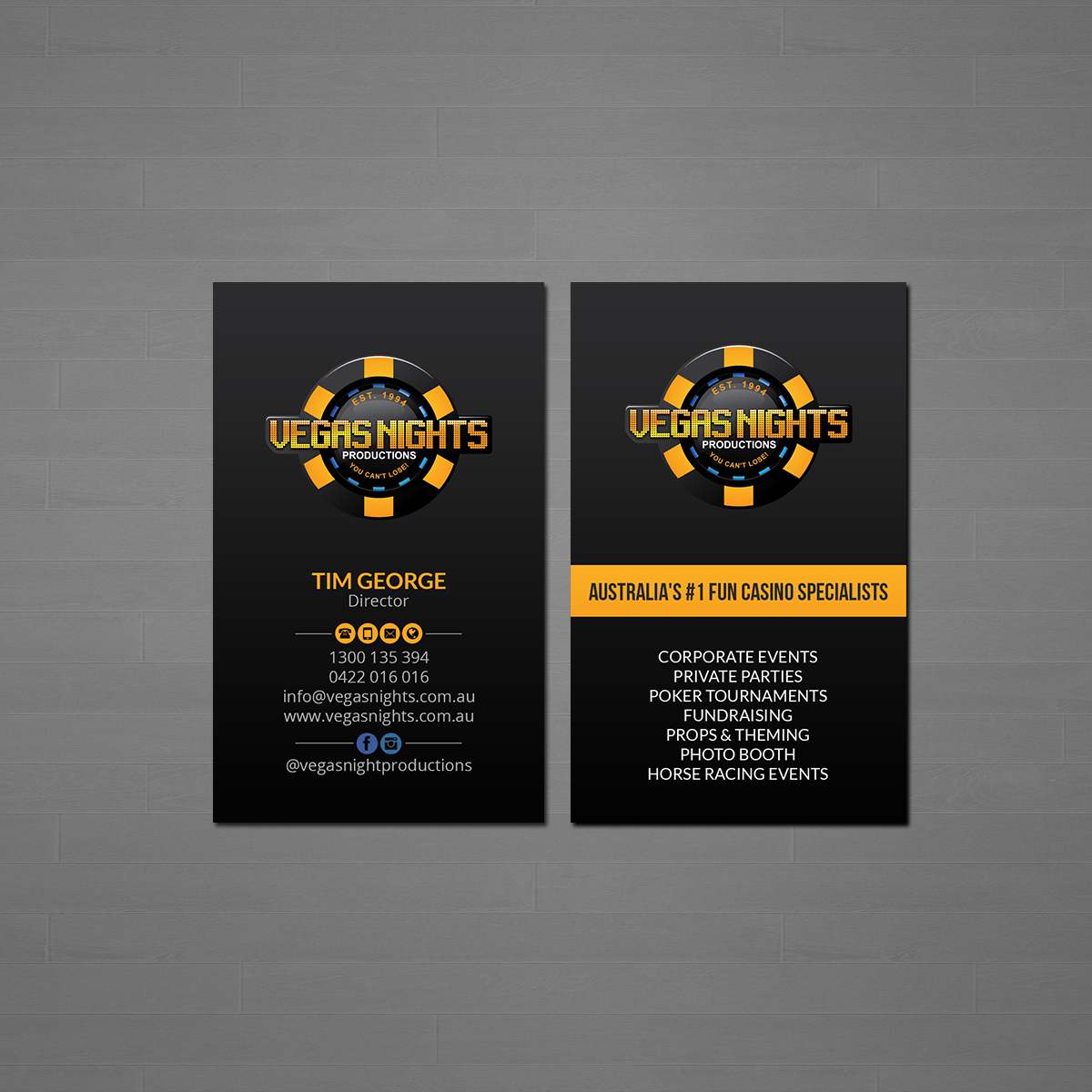 Business Card Design by Creations Box 2015 for Vegas Nights | Design #21479580