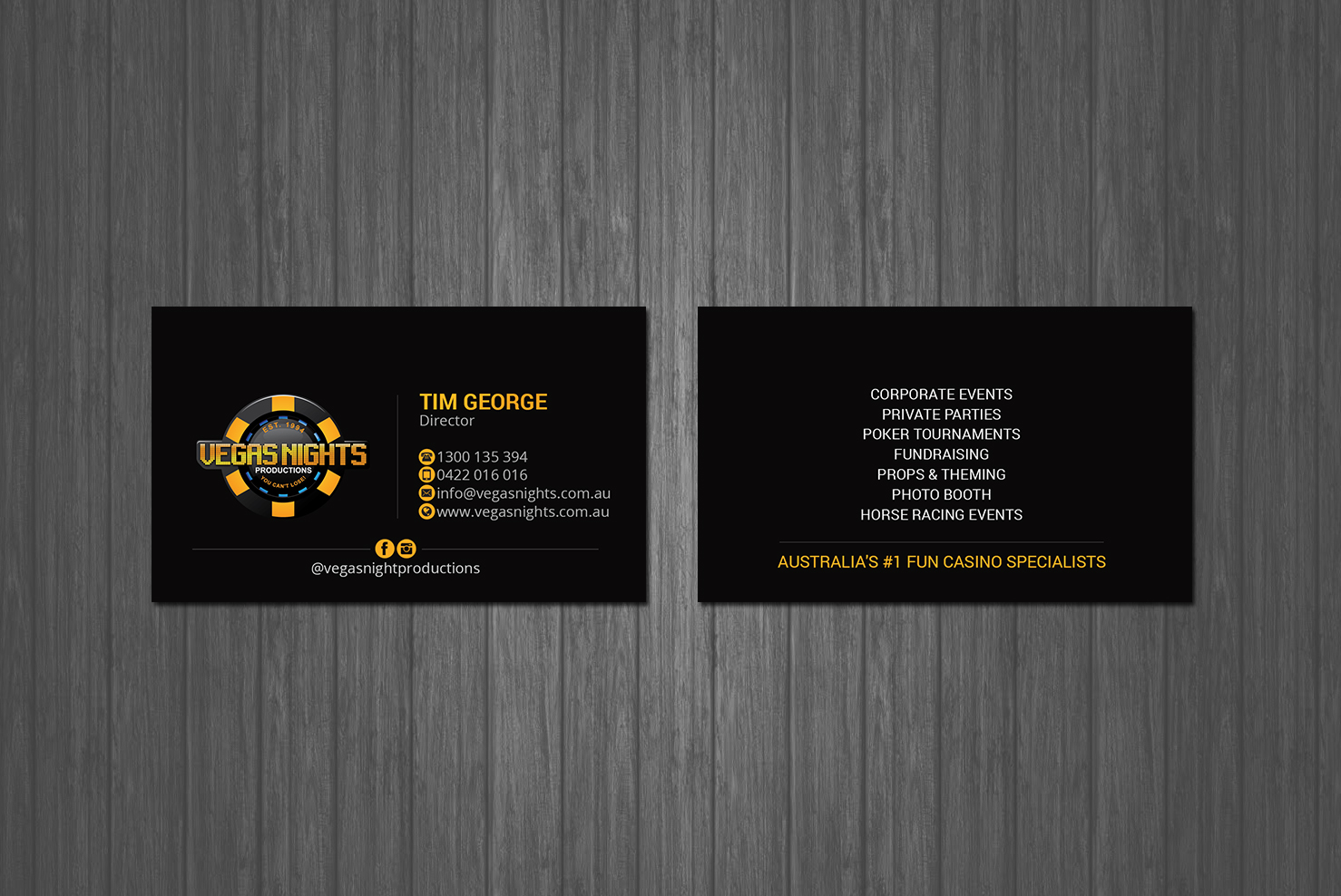Business Card Design by Creations Box 2015 for Vegas Nights | Design #21480902