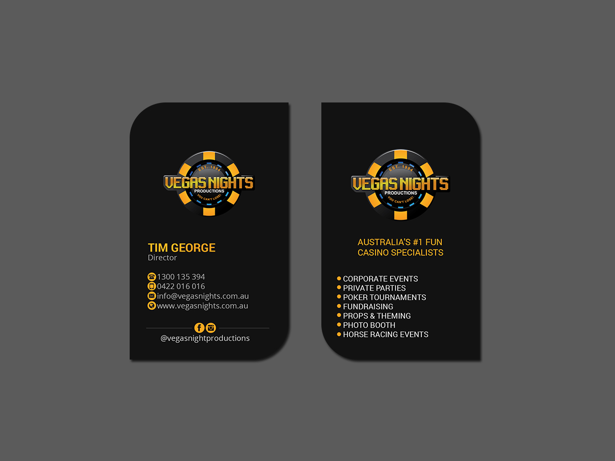 Business Card Design by Creations Box 2015 for Vegas Nights | Design #21480913