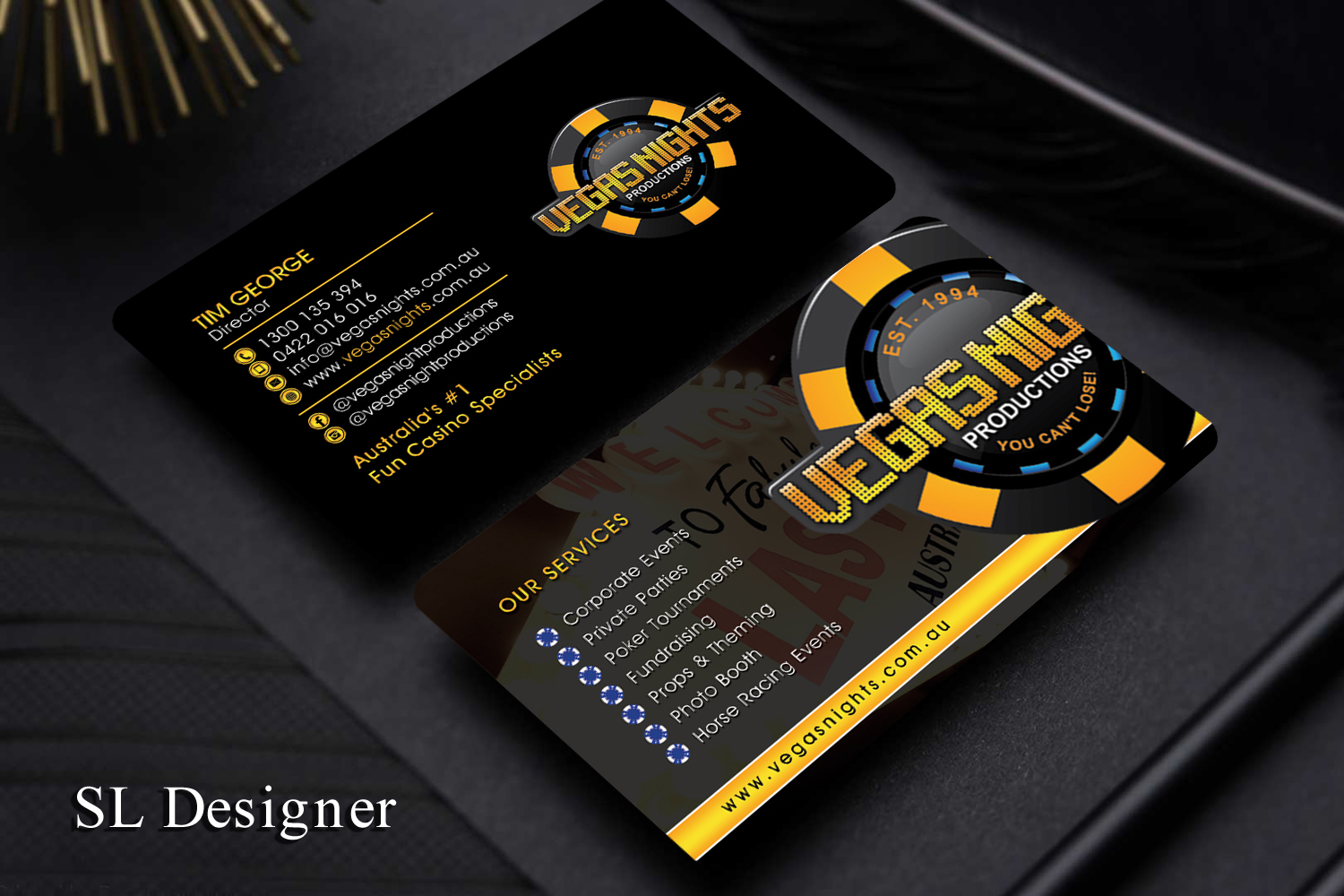 Business Card Design by SL Designer for Vegas Nights | Design #21486328