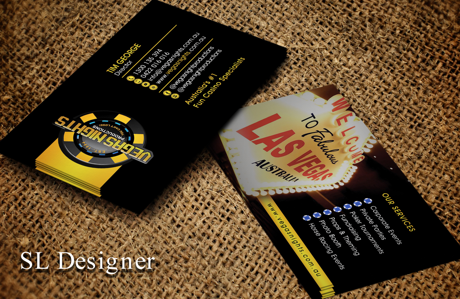 Business Card Design by SL Designer for Vegas Nights | Design #21486331