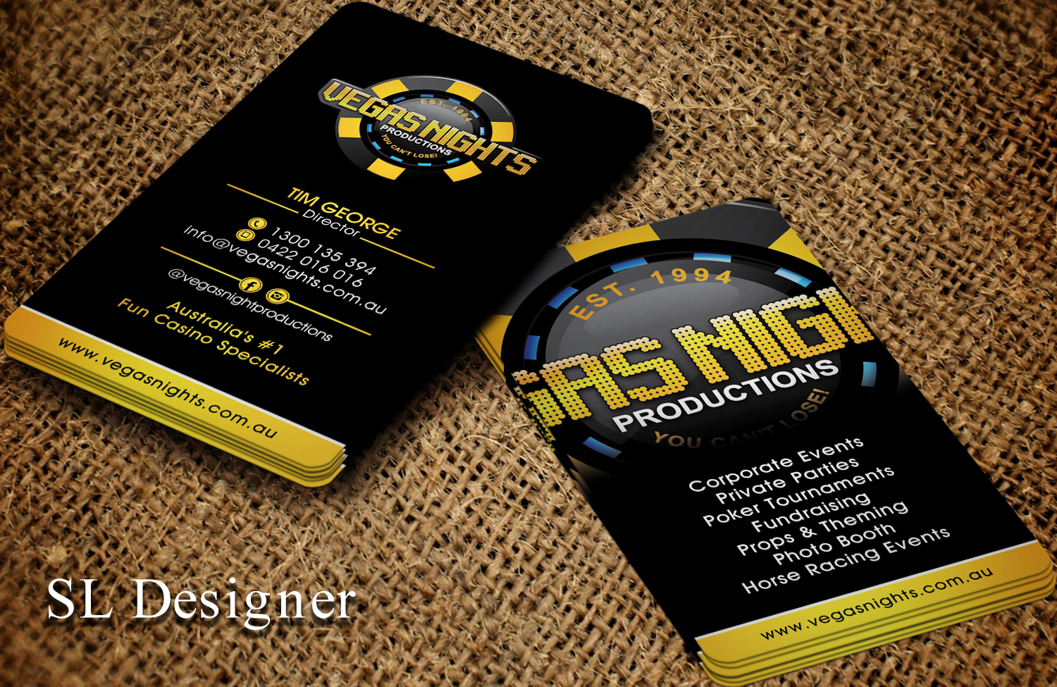 Business Card Design by SL Designer for Vegas Nights | Design #21486333