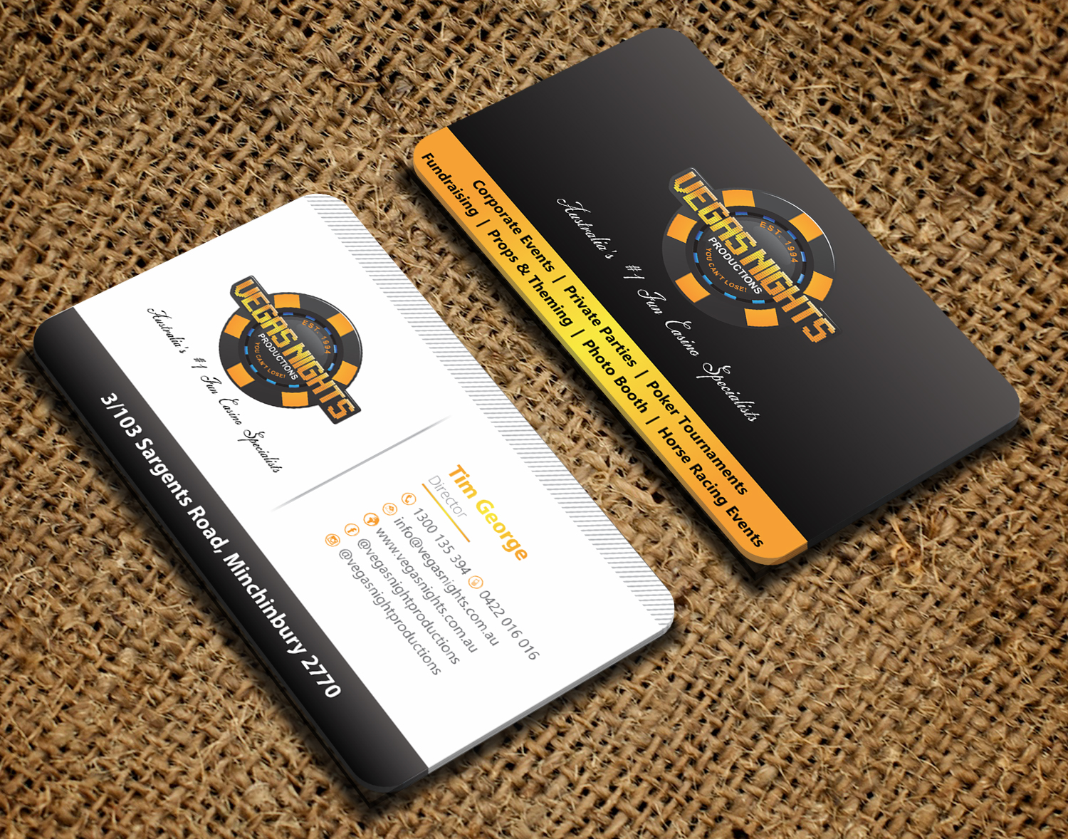 Business Card Design by Petter Goms for Vegas Nights | Design #21475871