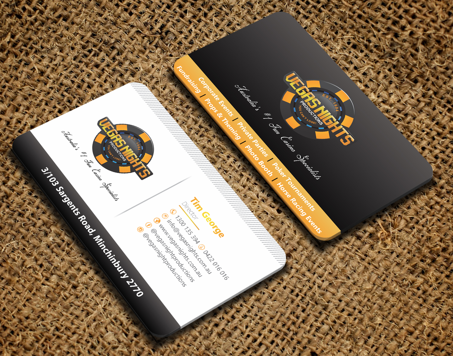 Business Card Design by Petter Goms for Vegas Nights | Design #21475988
