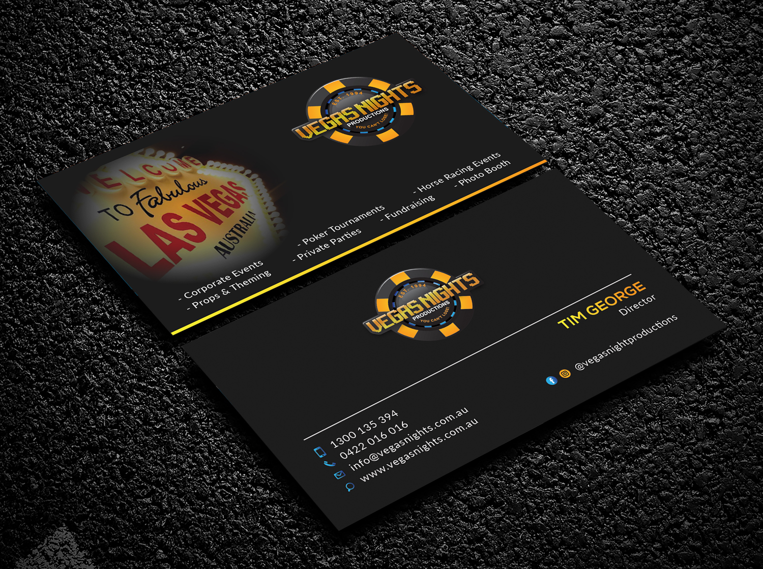 Business Card Design by Bold Pixels for Vegas Nights | Design #21482156