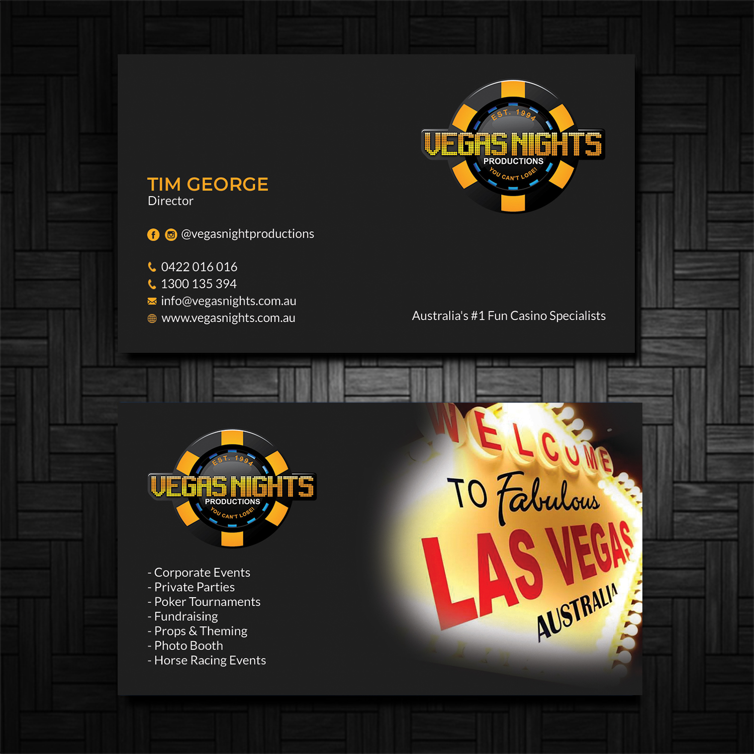 Diseño de Tarjeta de Presentación por Srabon55014 para Vegas Nights | Diseño #21477118