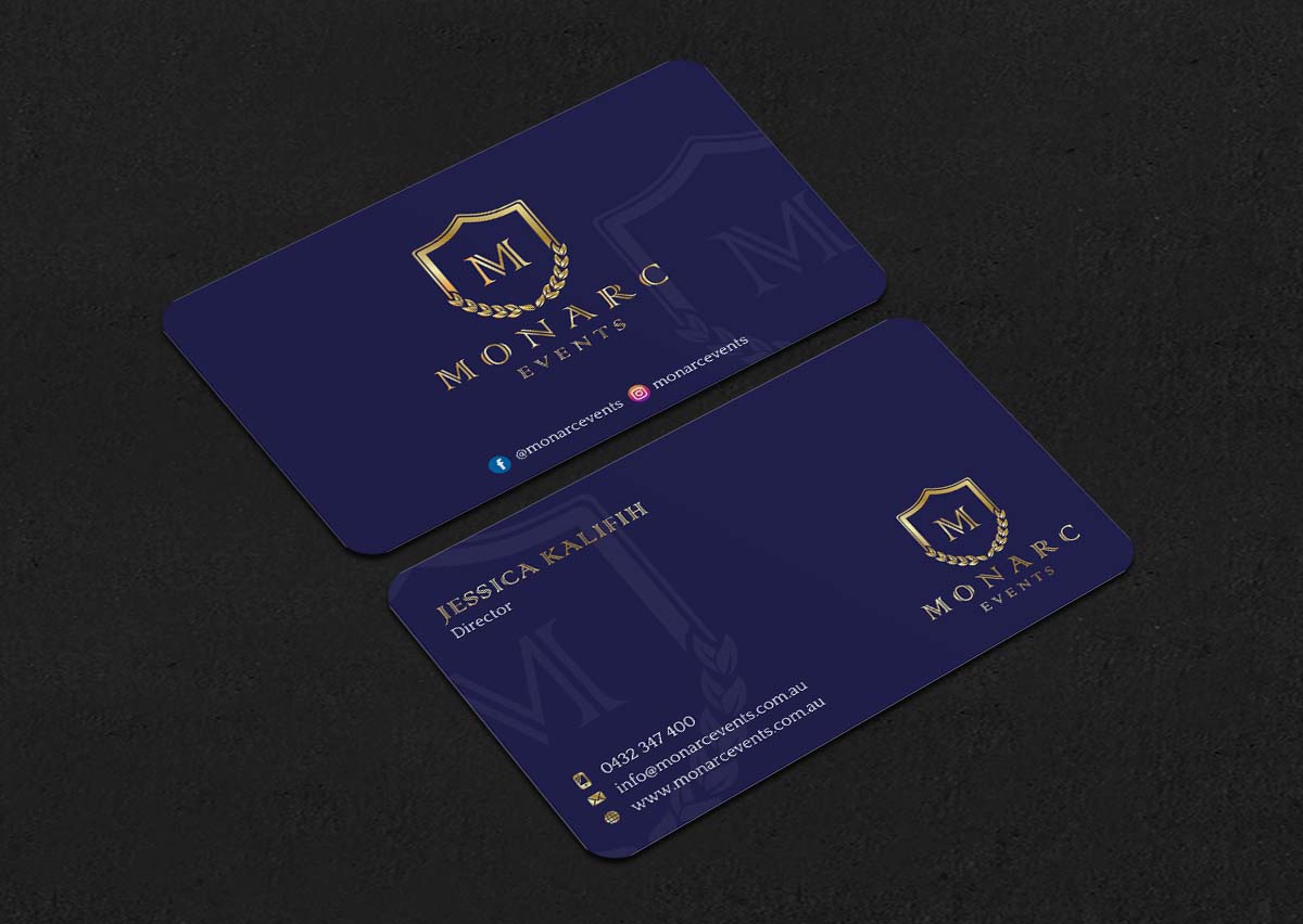 Diseño de Tarjeta de Presentación por INDIAN_Ashok para Monarc Events Pty Ltd | Diseño #21503478