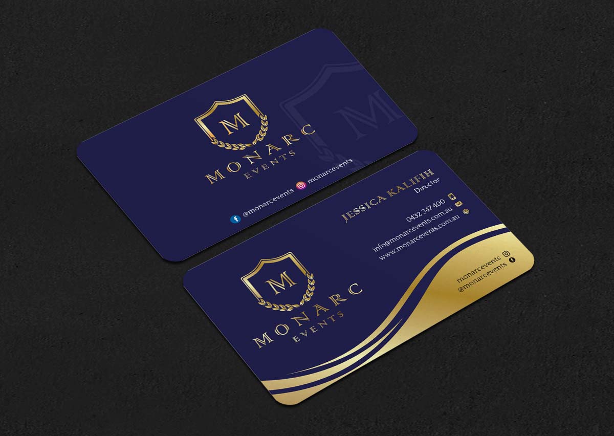 Diseño de Tarjeta de Presentación por INDIAN_Ashok para Monarc Events Pty Ltd | Diseño #21503480