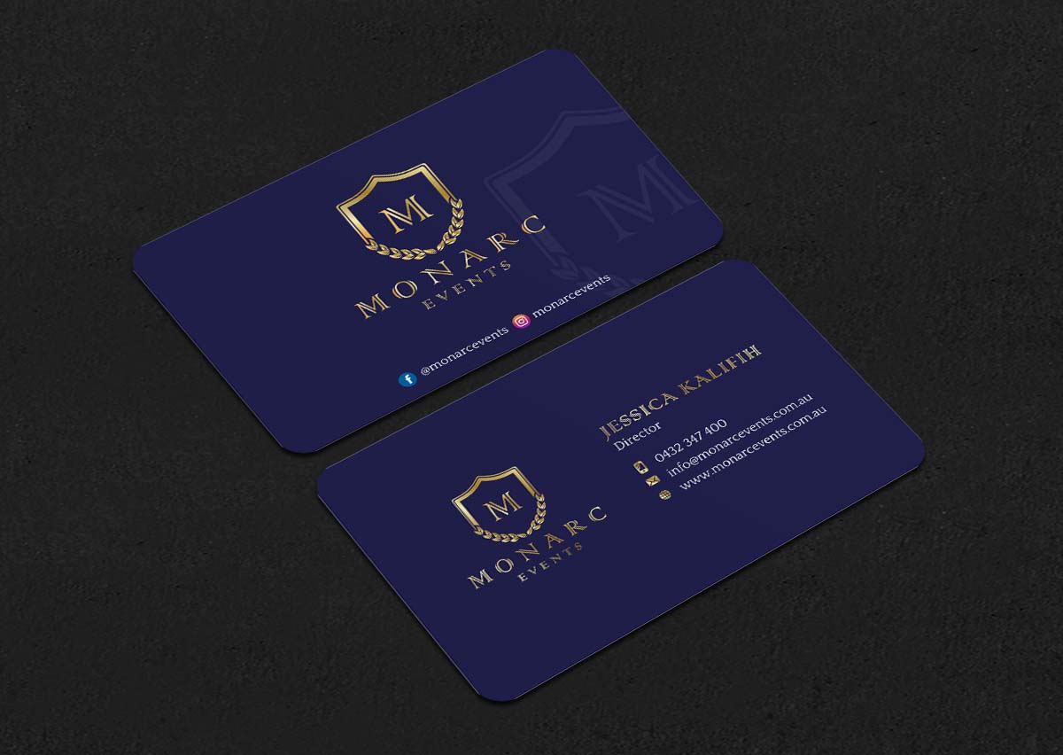 Diseño de Tarjeta de Presentación por INDIAN_Ashok para Monarc Events Pty Ltd | Diseño #21503485