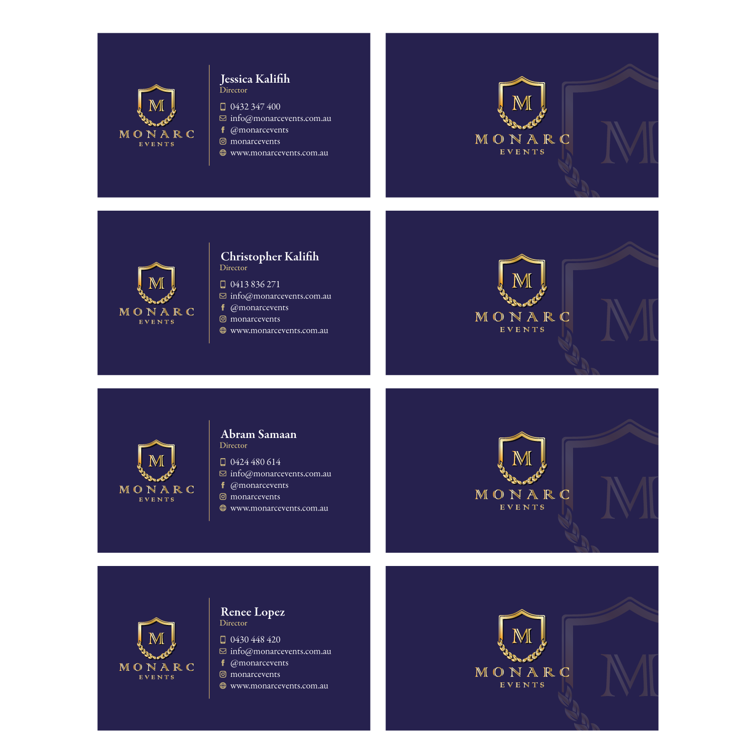 Business Card Design by adiazudin for Monarc Events Pty Ltd | Design #21497126