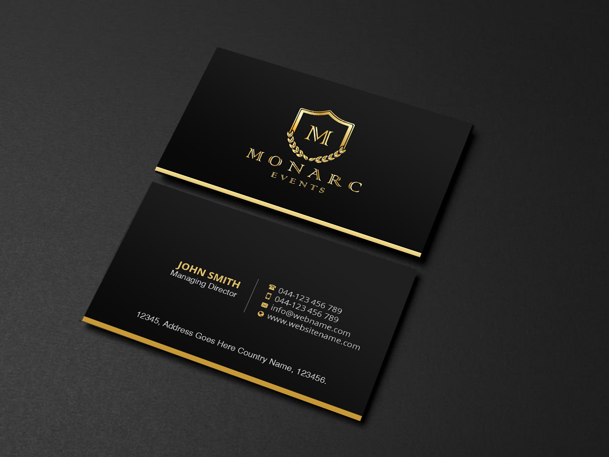 Business Card Design by Creations Box 2015 for Monarc Events Pty Ltd | Design #21483415