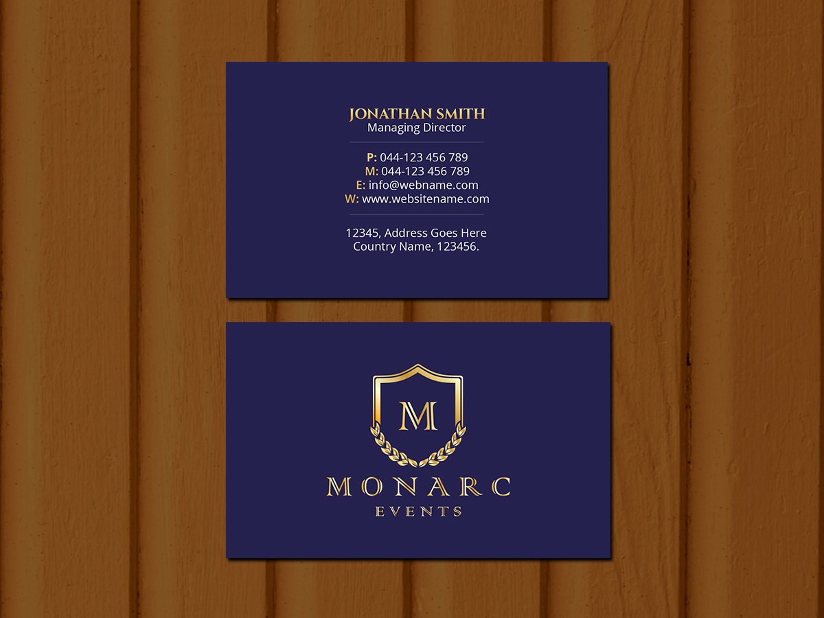 Business Card Design by Creations Box 2015 for Monarc Events Pty Ltd | Design #21483435