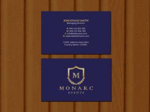 Visitenkarten-Design von Creations Box 2015 für Monarc Events Pty Ltd | Design: #21483435
