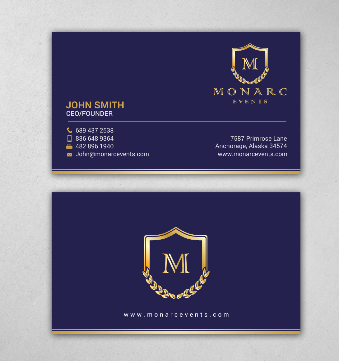 Design de Carte de Visite par chandrayaan.creative pour Monarc Events Pty Ltd | Design #21483675