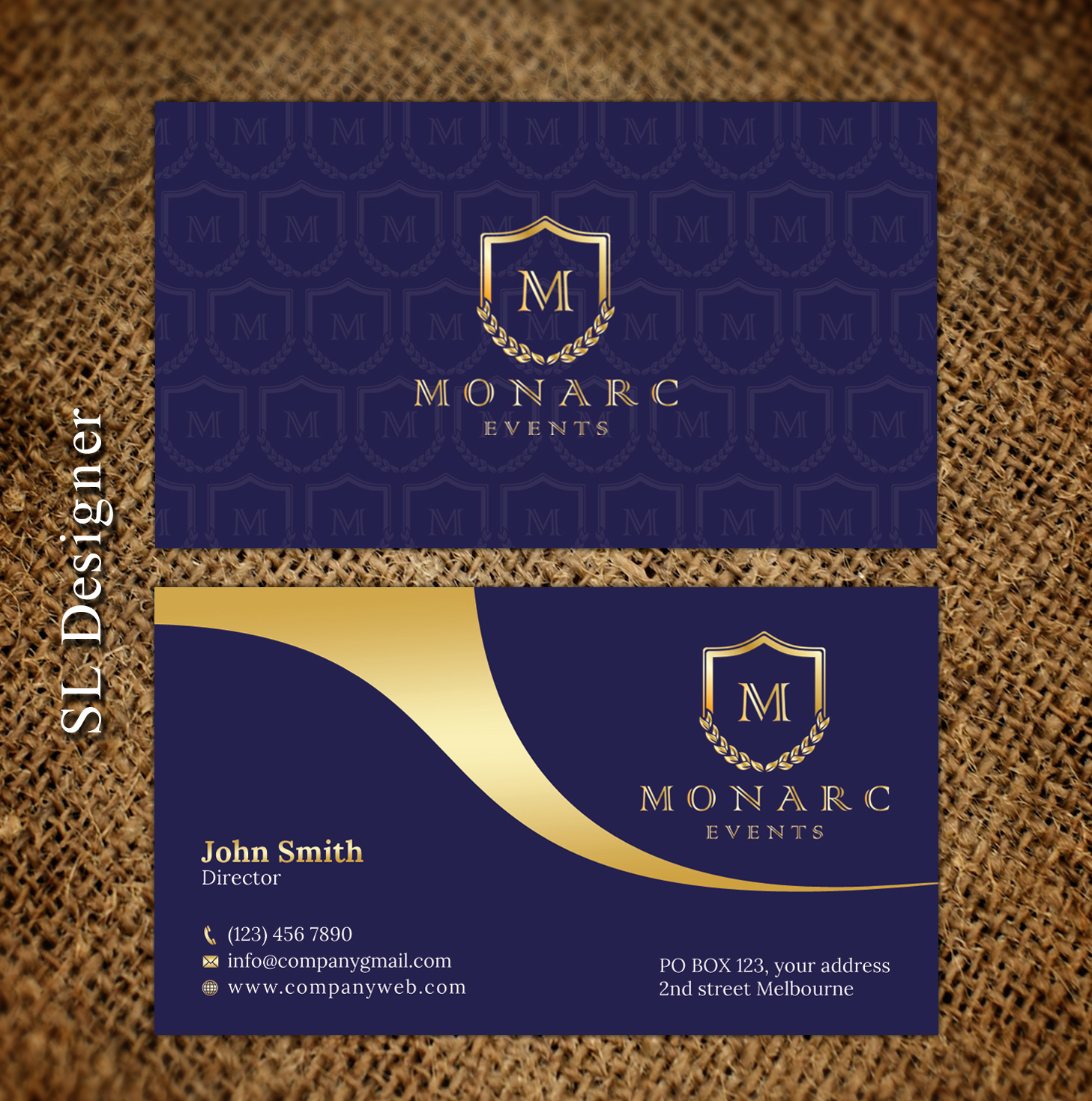 Business Card Design by SL Designer for Monarc Events Pty Ltd | Design #21484000