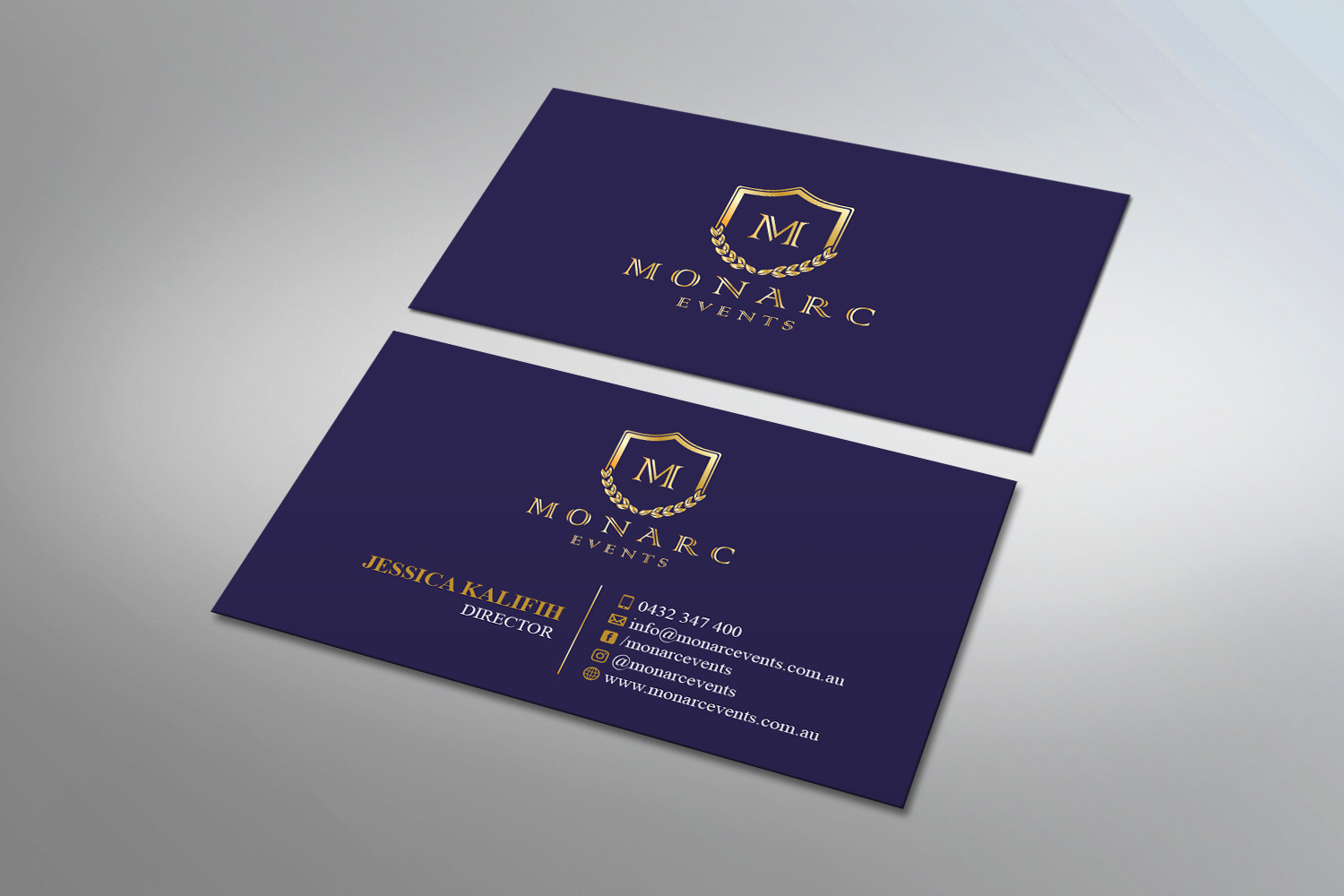 Business Card Design by MDesign for Monarc Events Pty Ltd | Design #21494209