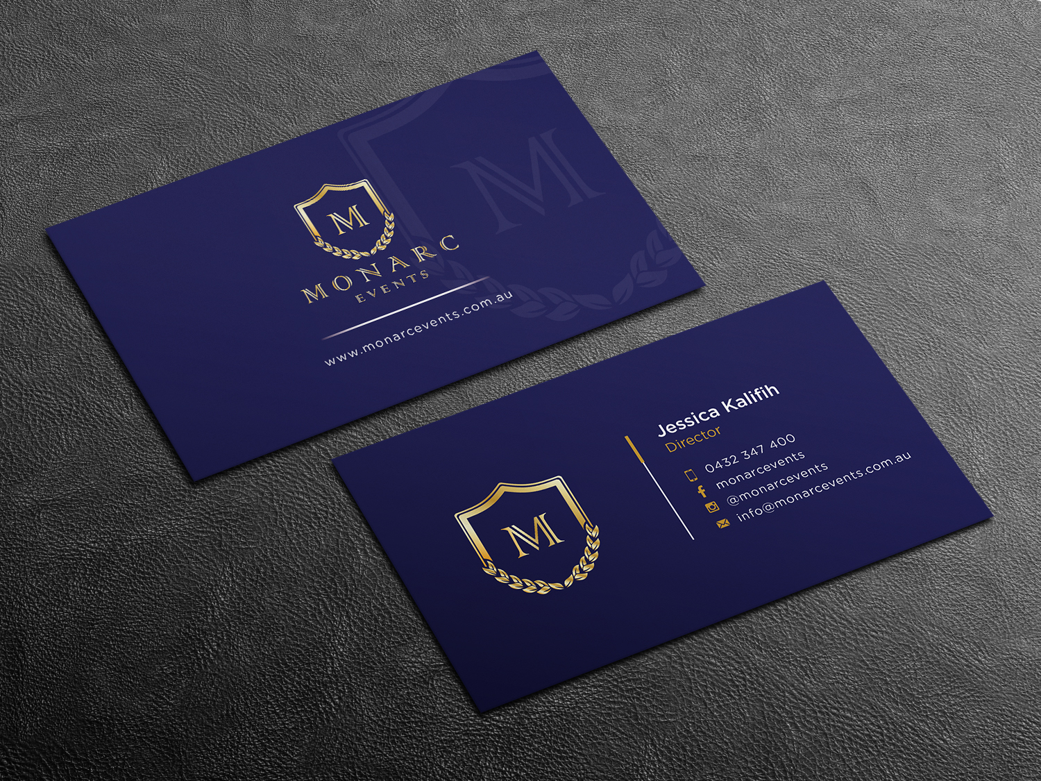 Business Card Design by haru_ichiban for Monarc Events Pty Ltd | Design #21497429