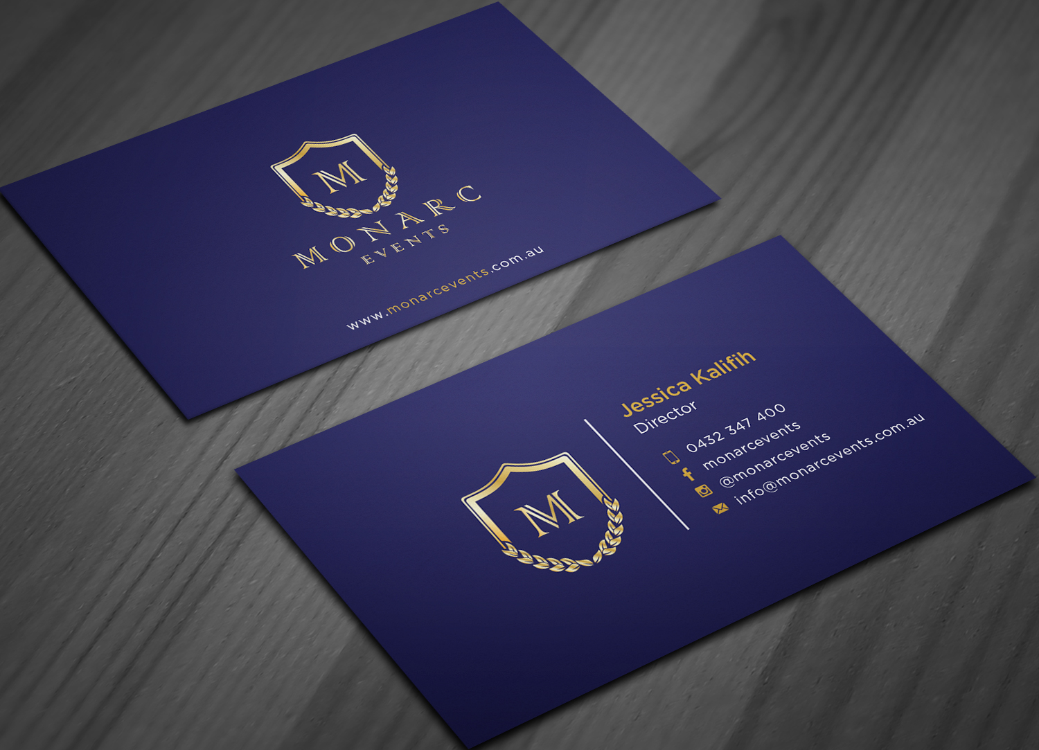 Business Card Design by haru_ichiban for Monarc Events Pty Ltd | Design #21497440