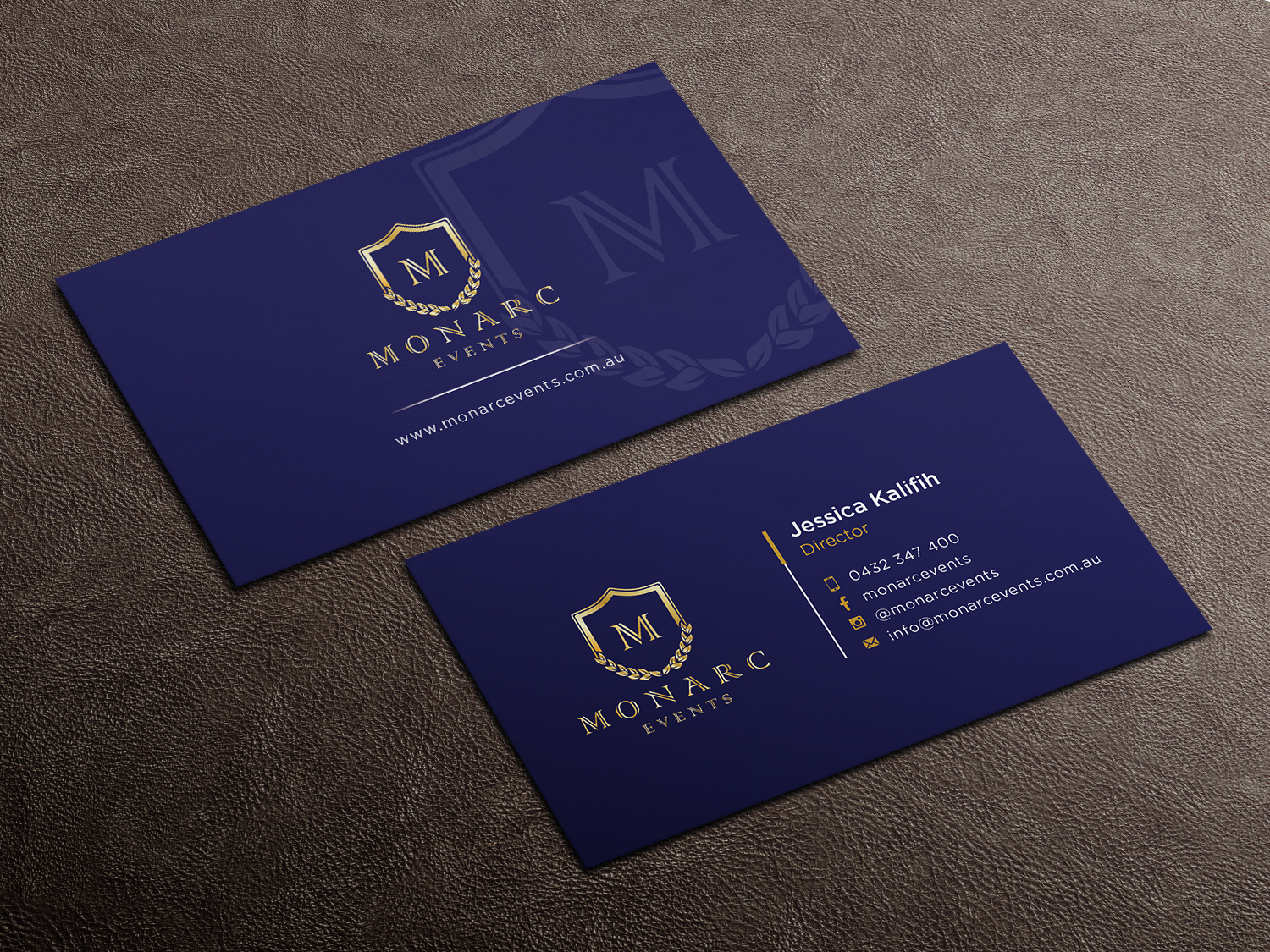 Business Card Design by haru_ichiban for Monarc Events Pty Ltd | Design #21497458