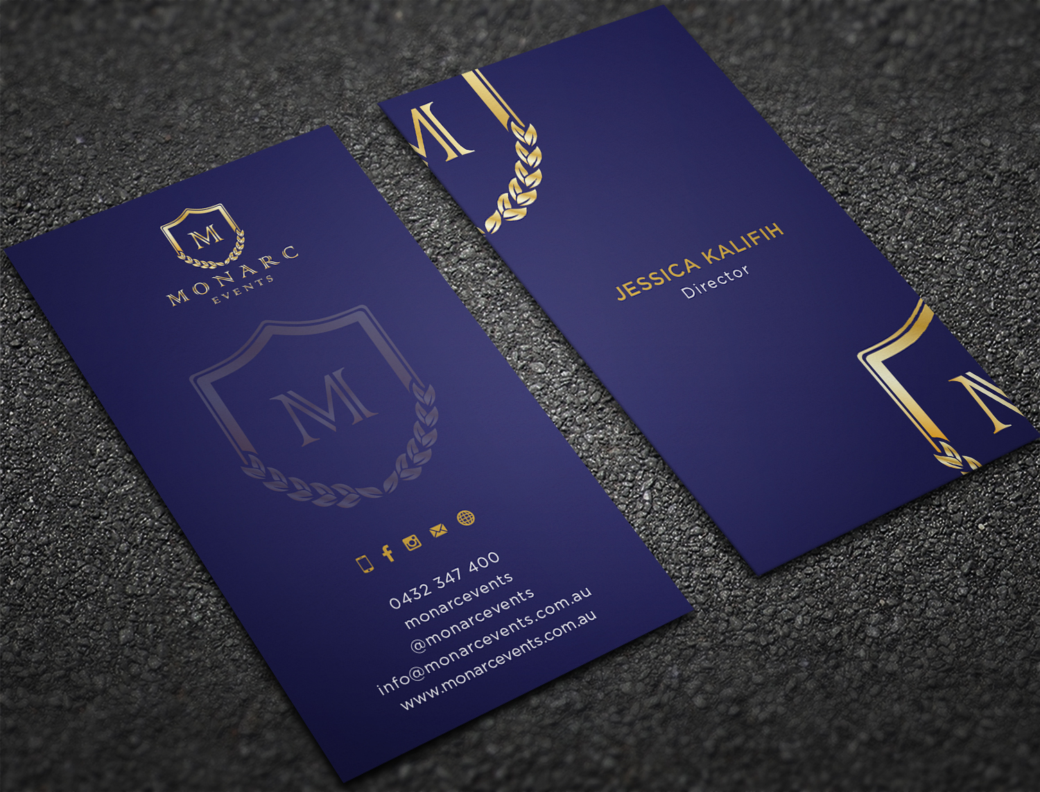 Business Card Design by haru_ichiban for Monarc Events Pty Ltd | Design #21497473