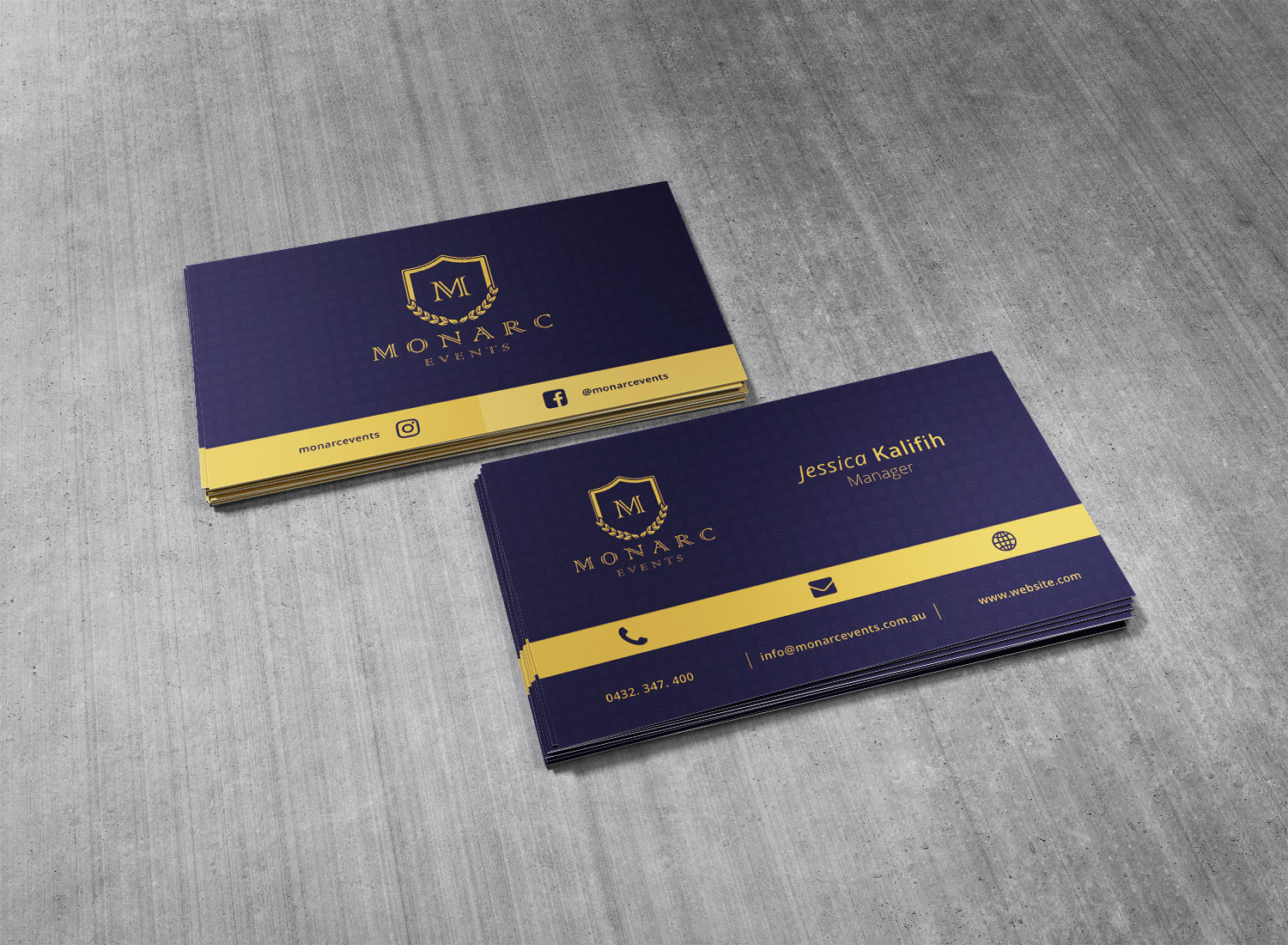 Diseño de Tarjeta de Presentación por s-graphics para Monarc Events Pty Ltd | Diseño #21510897