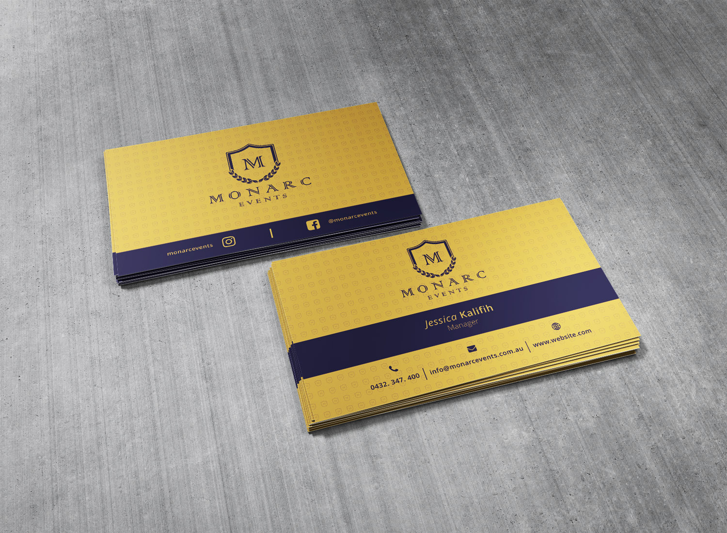 Diseño de Tarjeta de Presentación por s-graphics para Monarc Events Pty Ltd | Diseño #21510911