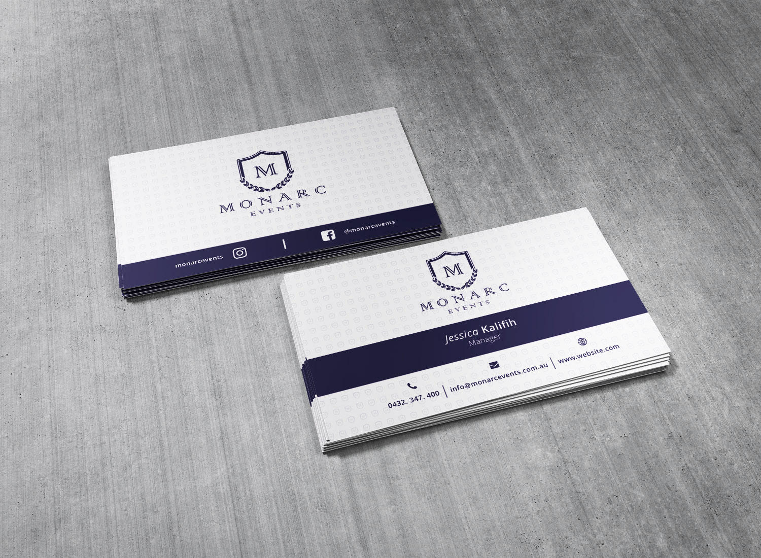 Diseño de Tarjeta de Presentación por s-graphics para Monarc Events Pty Ltd | Diseño #21510923
