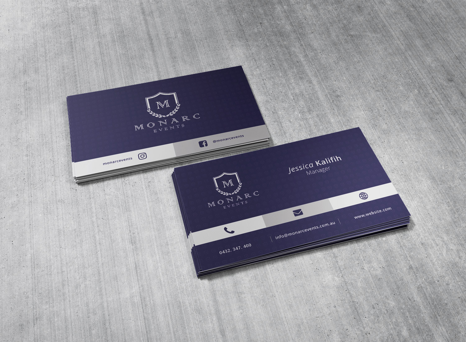 Business Card Design by s-graphics for Monarc Events Pty Ltd | Design #21505039