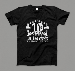 Jung's martial Arts 10 year celebration shirt | T-shirt Design by Barney Stinson