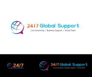 24/7 Global Support | Logo Design by ivan