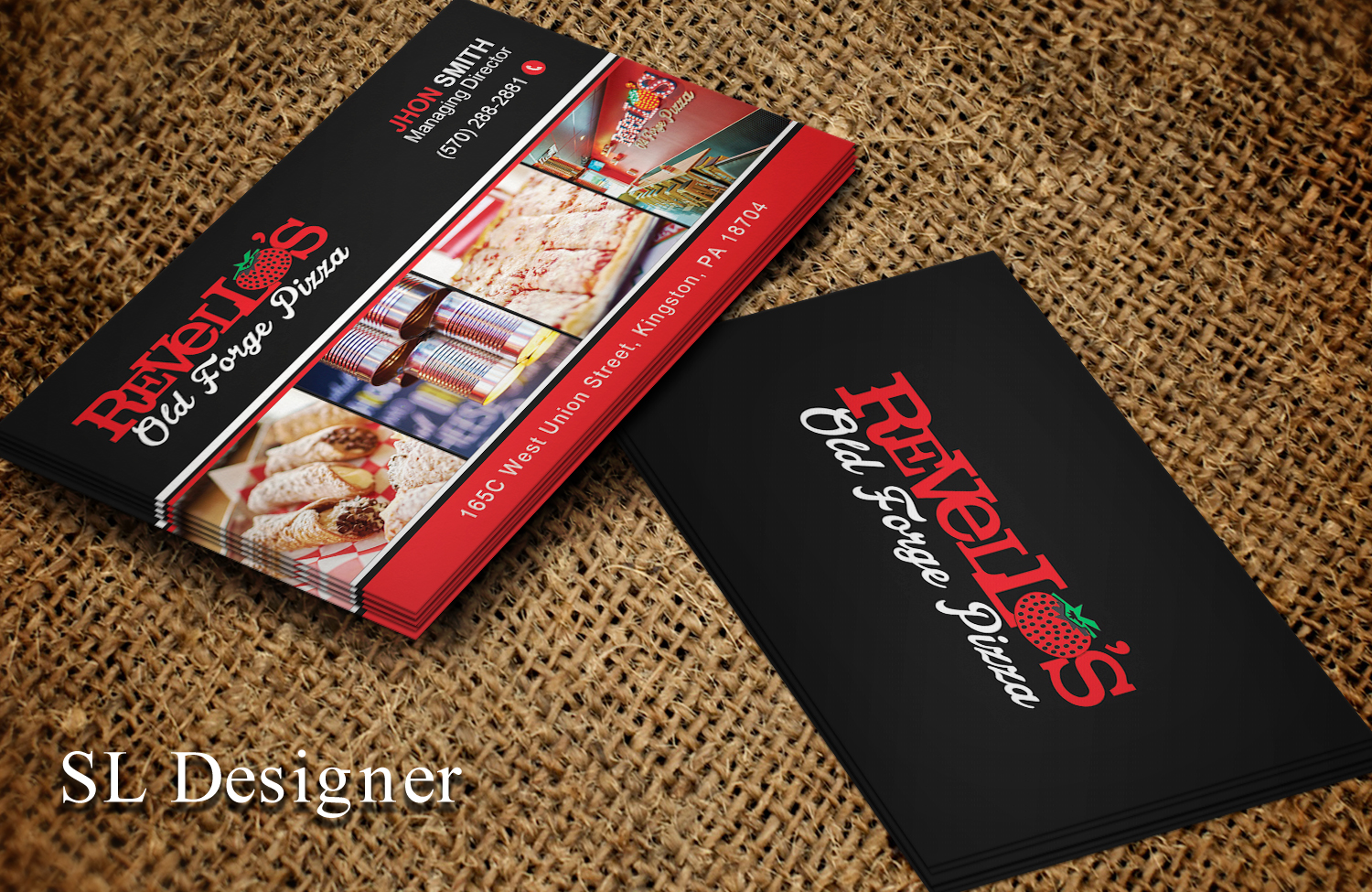 Diseño de Tarjeta de Presentación por SL Designer para Revello's Old Forge Pizza in Kingston | Diseño #21496588