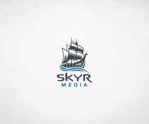 Skyr media (skeer) sleek  boat curves, sea waves, open ocean, sky, motion of moving vibrant | Logo Design by anico