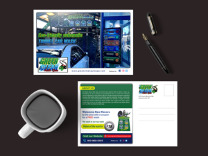 Green Clean Auto Spa:  Veteran owned and operated; Eco-friendly automatic tunnel car wash with th... | Postcard Design by GraphicsGuru