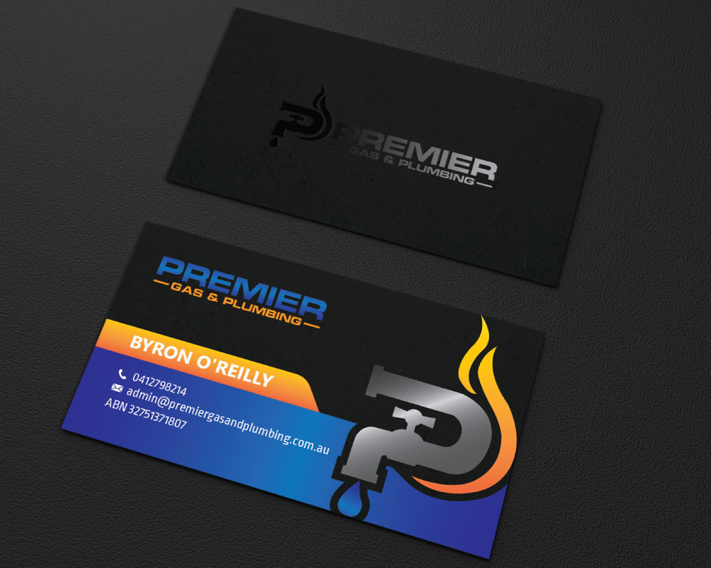 Business Card Design by LAXMI DESIGNHUB for Premier Gas & Plumbing | Design #21520938