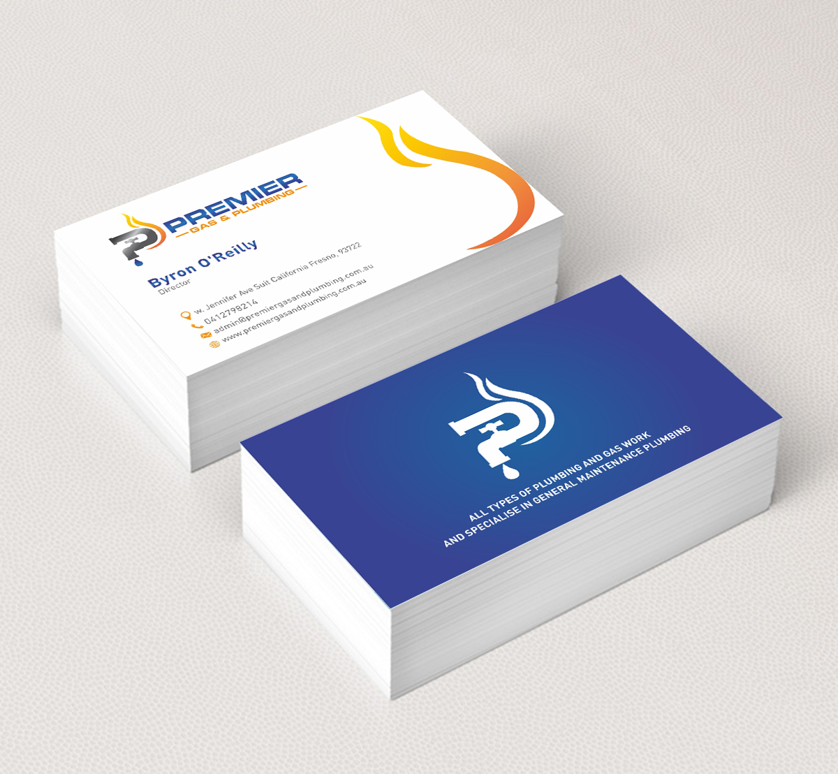 Diseño de Tarjeta de Presentación por Fine Graphics House para Premier Gas & Plumbing | Diseño #21554319