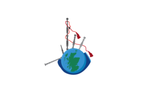Scottish bagpipes around the world | Logo Design by Sofia Pereira