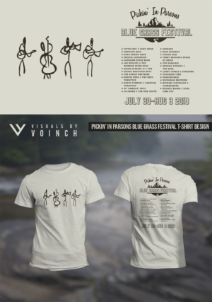 Pickin' in Parsons Bluegrass Festival needs a t shirt | Diseño de Camiseta por Yassine Voinchet