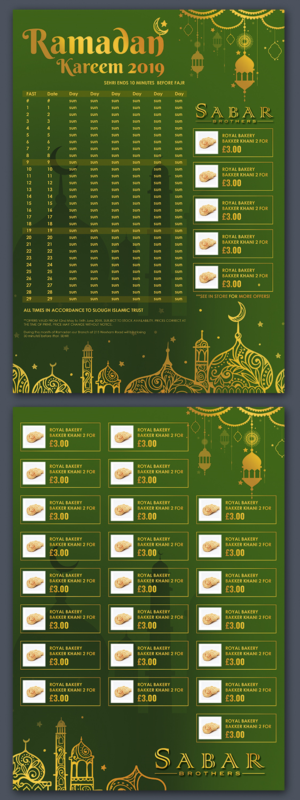Ramadhan Timetable with product offers | Flyer Design by BLUE WINGS
