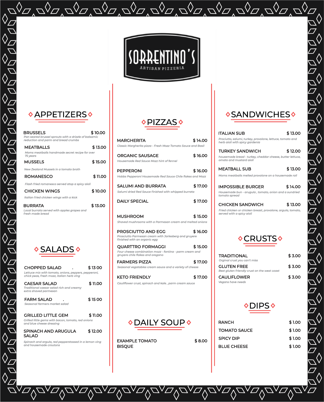Menu Design by Gio Ville for this project | Design #21624336