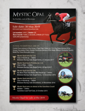 Mystic Opal for sale at the 2019 Magic Millions Broodmare Sale on 30 May 2019 | Flyer-Design von alex989