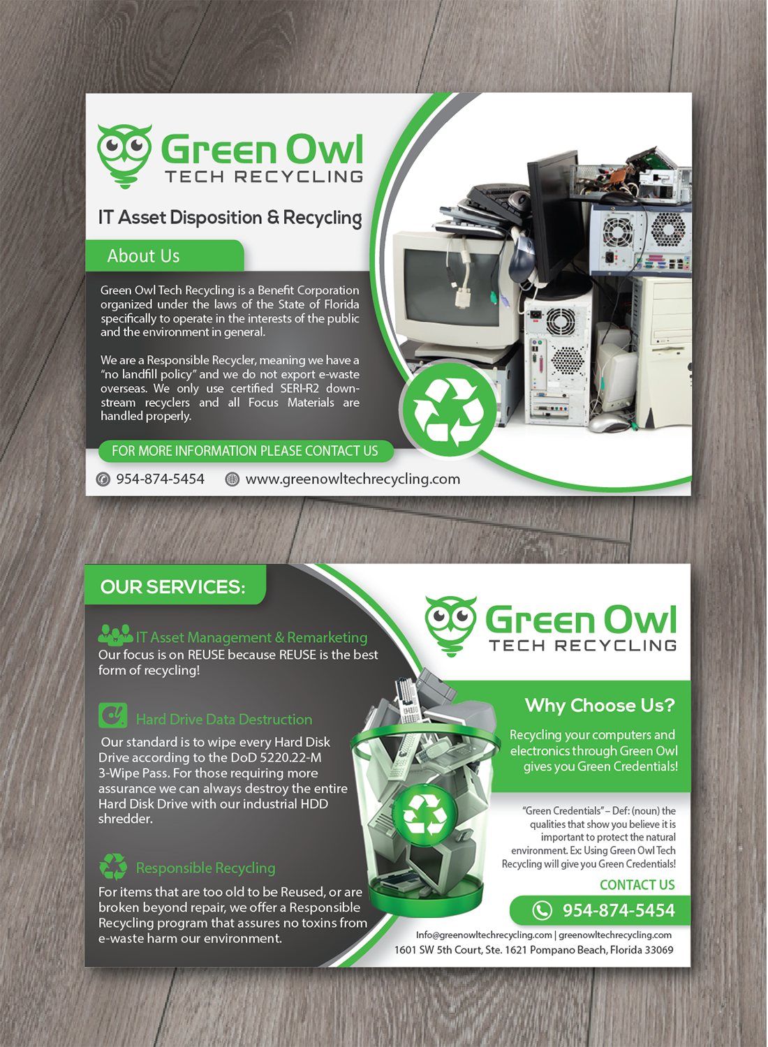 Flyer-Design von alex989 für Green Owl Tech Recycling | Design #21661538