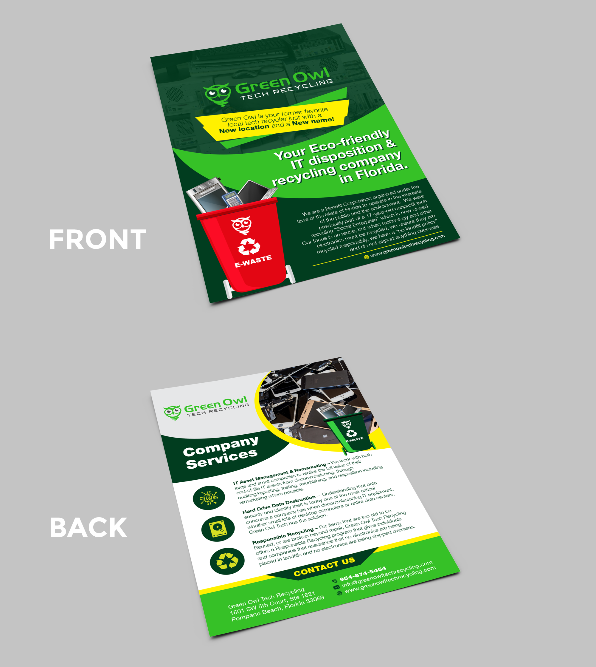Flyer Design by Benson M. for Green Owl Tech Recycling | Design #21605664