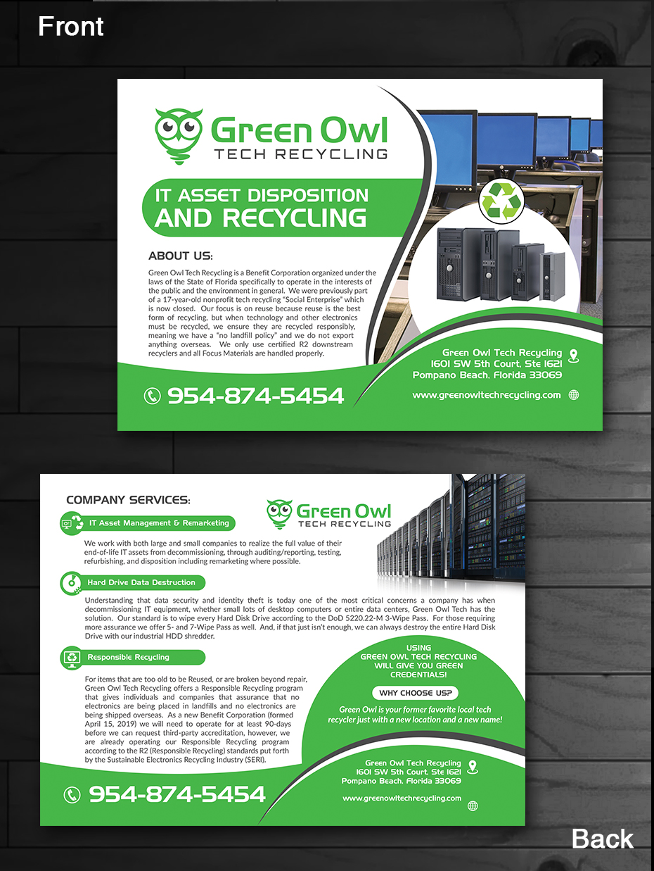 Flyer-Design von innovative earth für Green Owl Tech Recycling | Design #21600700