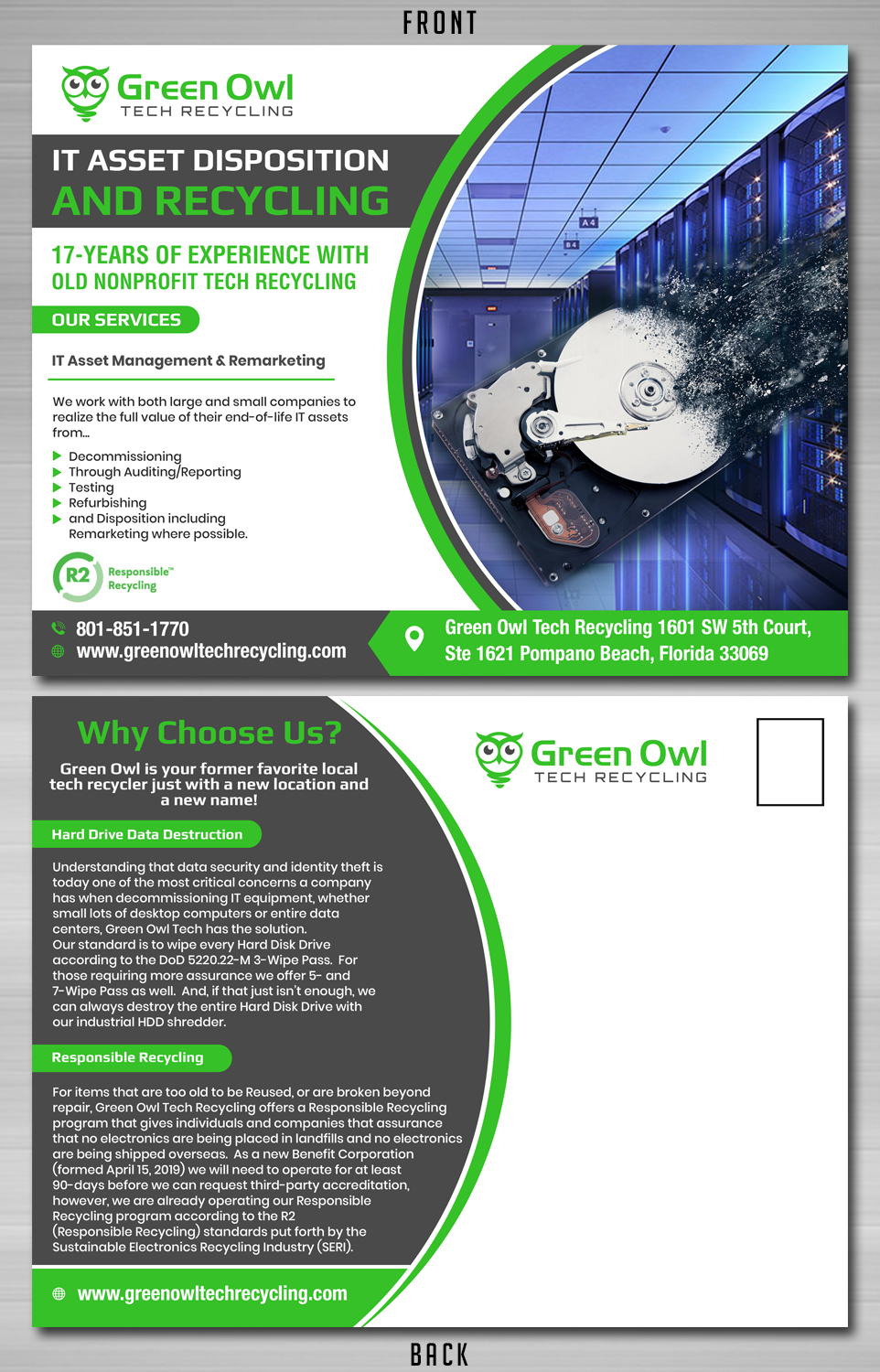 Flyer Design by TSU Creations for Green Owl Tech Recycling | Design #21606170
