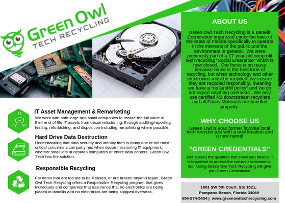 Flyer Design by AnneWanjiku for Green Owl Tech Recycling | Design #21607737