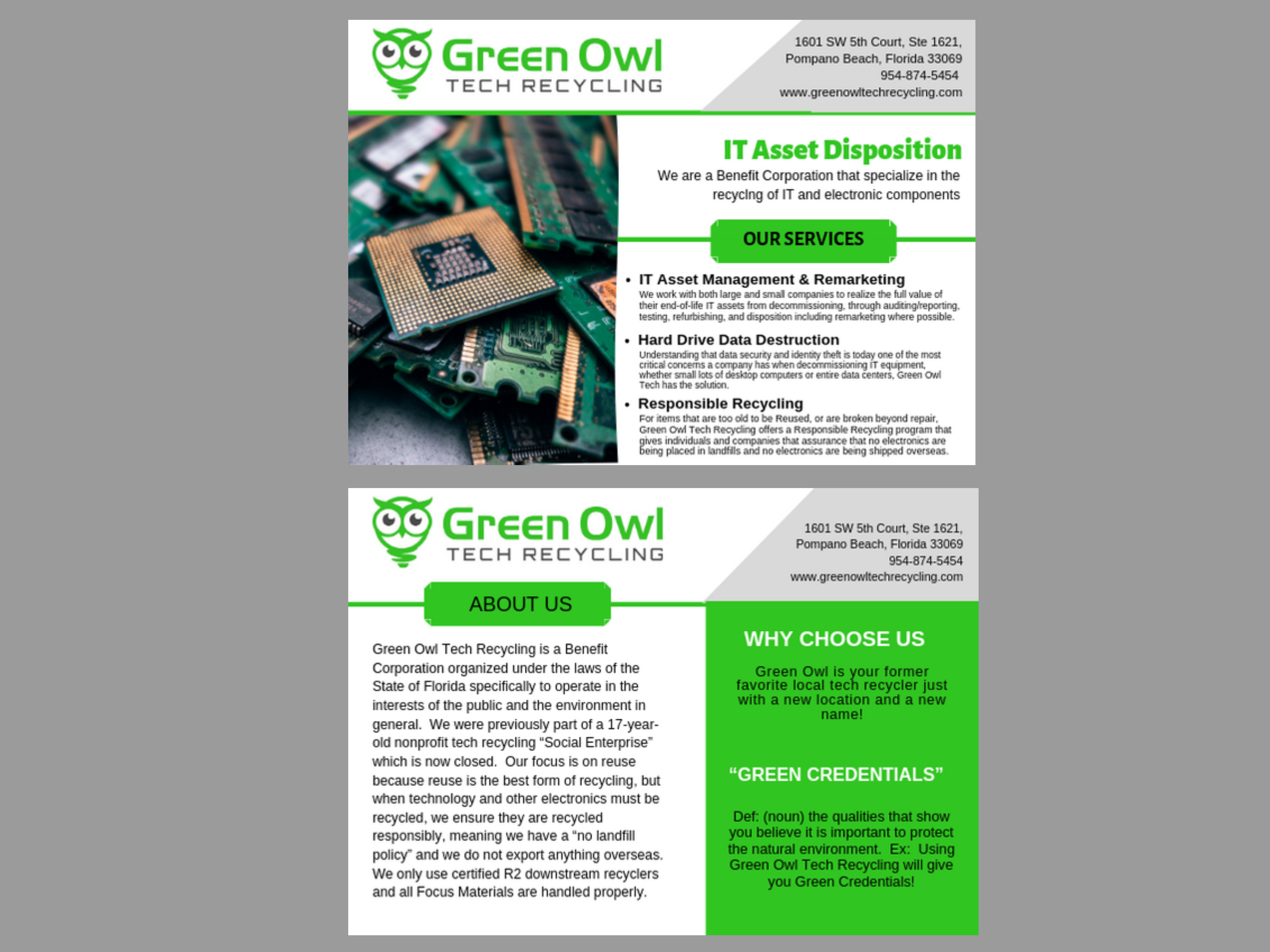 Flyer Design by AnneWanjiku for Green Owl Tech Recycling | Design #21626136