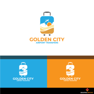 The logo needs to highlight the business name Golden City Airport Transfers, as well as incorporating , the sun, blue sky sand, aeroplane and suitcase. | Design de Logo par Graphic Bricks