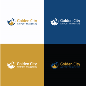 The logo needs to highlight the business name Golden City Airport Transfers, as well as incorporating , the sun, blue sky sand, aeroplane and suitcase. | Design de Logo par Maxo-Biz