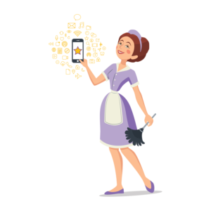 FUN DESIGN NEEDED - Happy Housekeeper Uses Technology | Diseño Gráfico por Viraj Perera