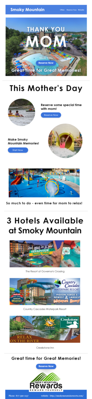 Email Marketing Design by Bharat Sati for Smoky Mountain Resorts | Design: #21608944